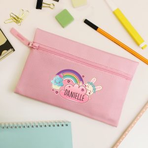 Personalised Emoji Bunny Pink Pencil Case