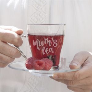 Personalised Glass Tea Cup and Saucer
