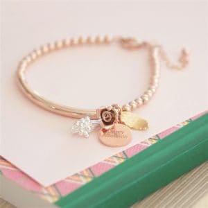 Personalised Flower Bouquet 17cm Rose Gold Bracelet