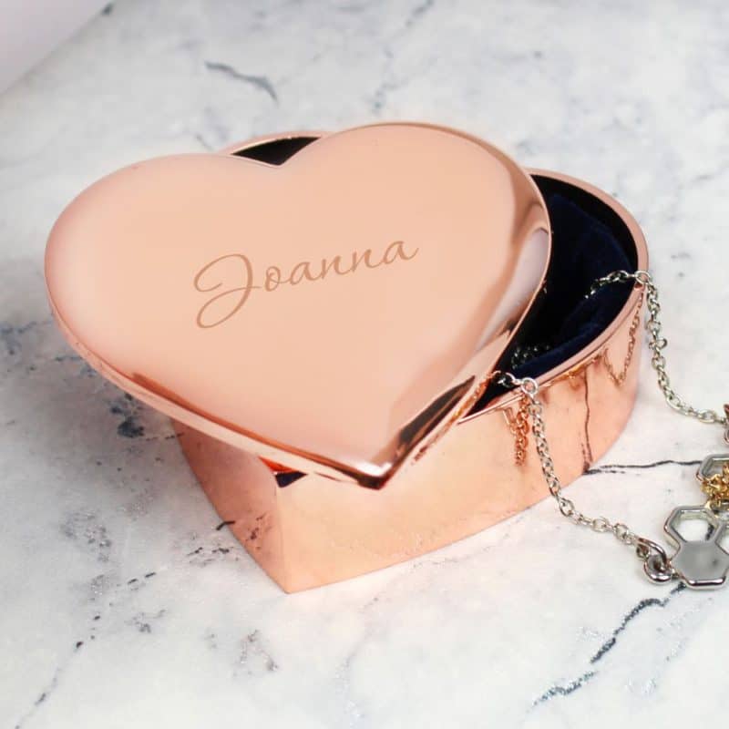 Personalised Rose Gold 'Name Only' Heart Trinket Box