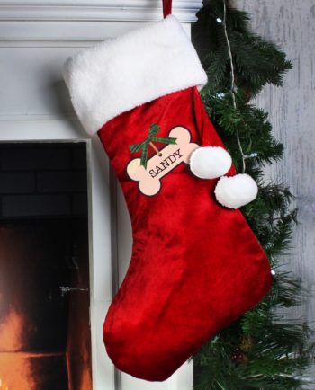 Personalised Dog Treat Luxury Red Christmas Stocking