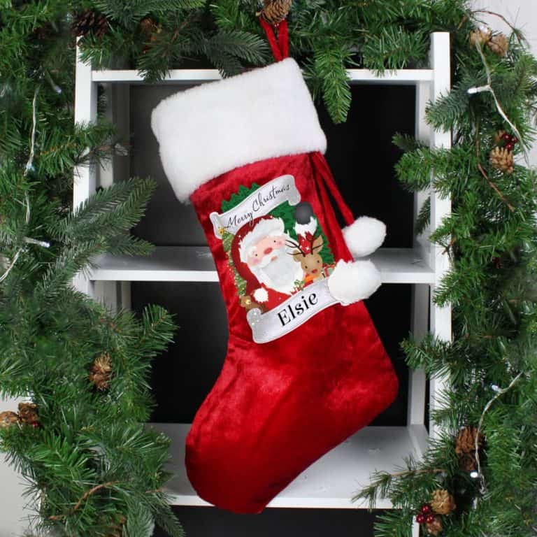 Personalised Santa & Rudolph Red Christmas Stocking Gift
