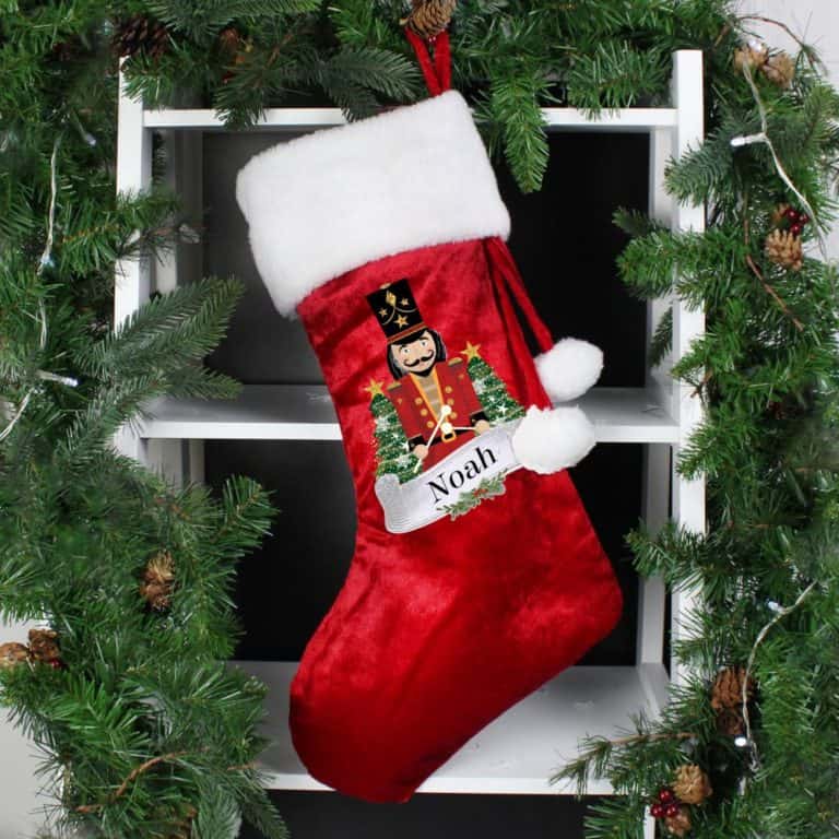 Personalised Drummer Nutcracker Red Christmas Stocking