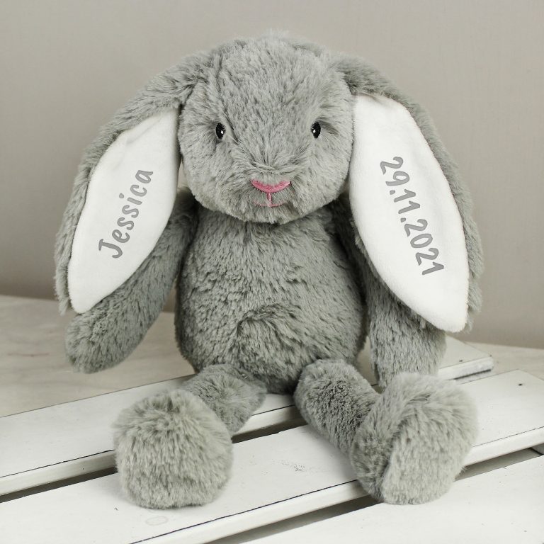 Personalised Grey Bunny Rabbit Soft Toy