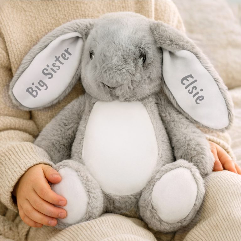Personalised Grey Bunny Rabbit Cuddly Toy