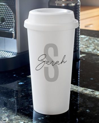 Personalised Initial & Name Double Walled Travel Mug