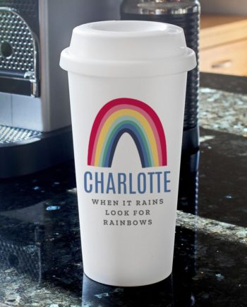 Personalised Rainbow Double walled Travel Mug