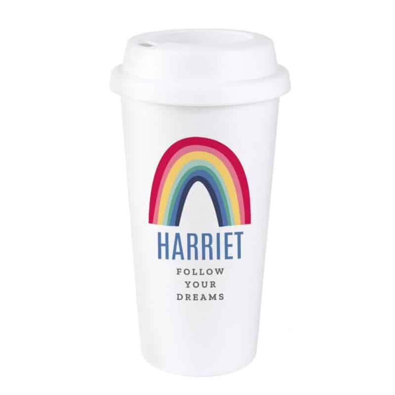 Personalised Rainbow Double Walled Travel Mug