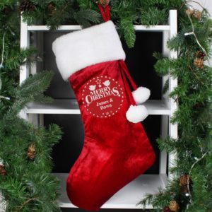 Personalised 'Merry Christmas' Luxury Red Stocking