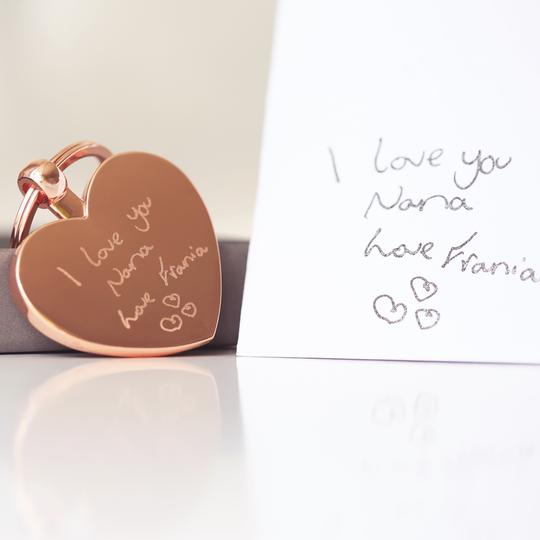 Personalised Hearts Forever Keychain With Own Handwriting Engraving