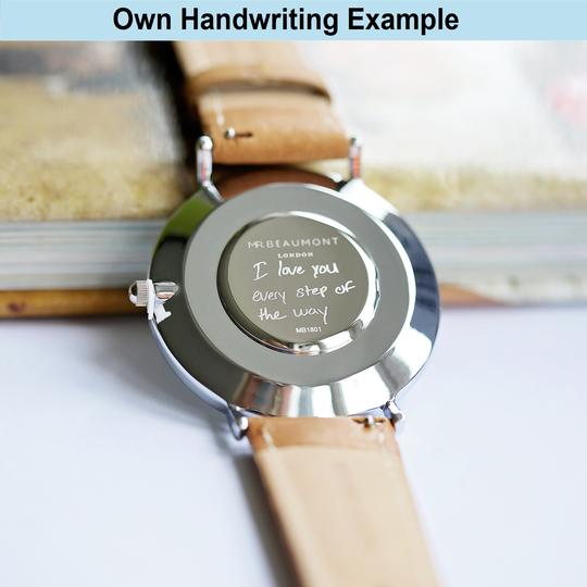 Personalised Own Handwriting Mr Beaumont Men's Camel Watch