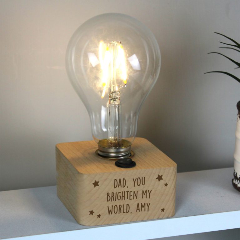 Personalised Stars LED Bulb Wooden Table Lamp