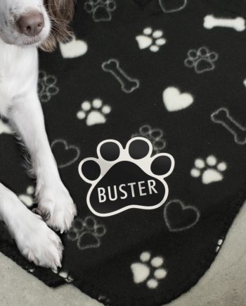 Personalised 'Paw Print' Fleece Dog Blanket