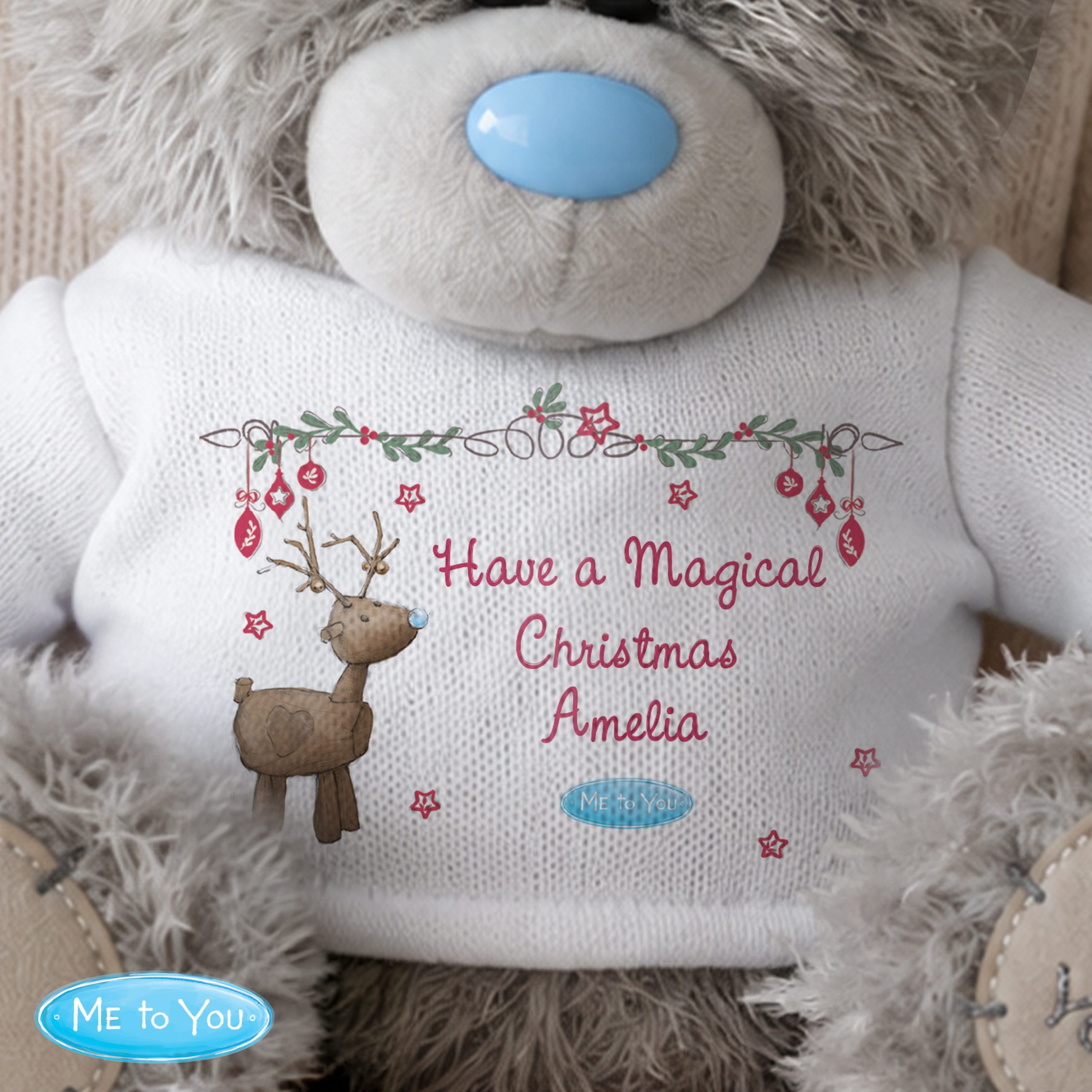 Personalised 'Christmas Reindeer' Me To You Bear
