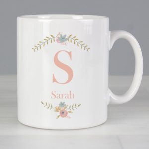 Personalised Floral Bouquet Initial Mug