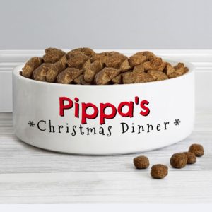 Personalised 'Christmas Dinner' 14cm Medium Pet Bowl