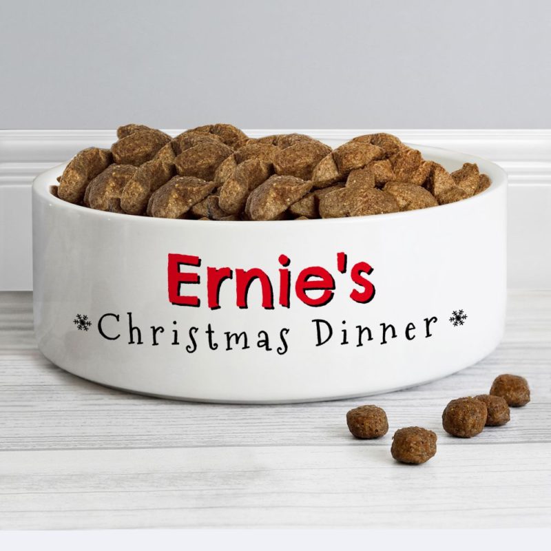 Personalised 'Christmas Dinner' 14cm Medium Pet Bowl