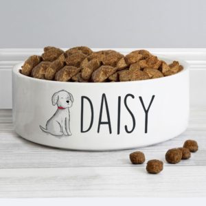 Personalised 'Scribble Dog' 14cm Medium Pet Bowl