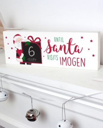 Personalised Santa Christmas Countdown Wooden Sign Decoration