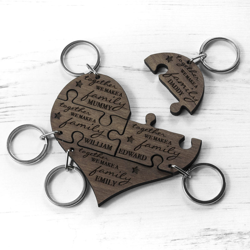 Personalised Family Together Jigsaw Keyring