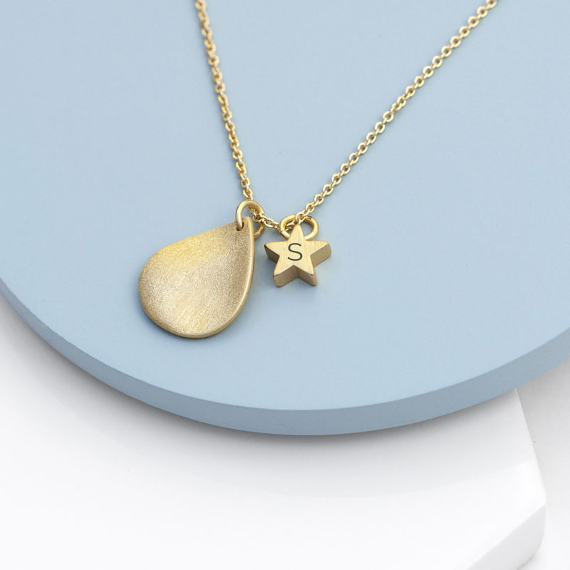 Personalised Matte Star & Drop Necklace