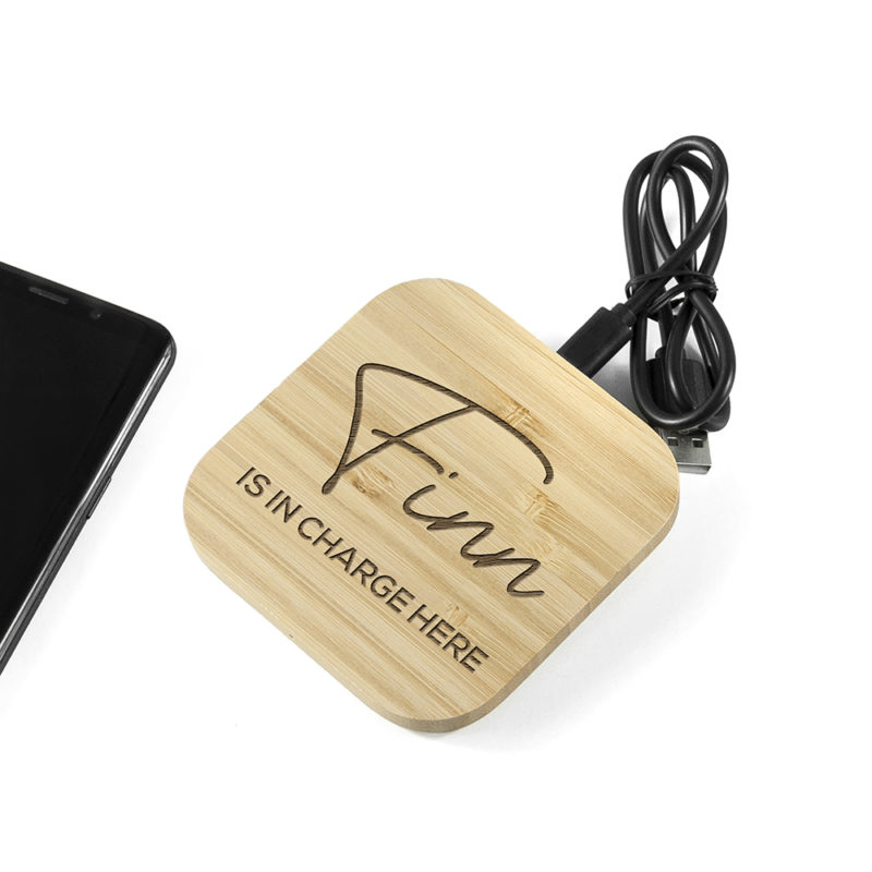 Personalised 'In Charge' Bamboo Wireless Charger