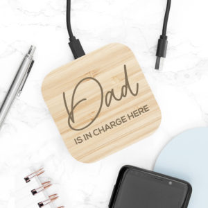Personalised 'In Charge' Bamboo Wireless Charger
