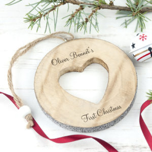 Personalised Sparkle Heart Christmas Tree Decoration Gift