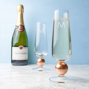 Personalised Set Of Two LSA Rose Gold Champagne Glasses