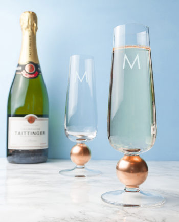 Personalised Set Of Two LSA Rose Gold Champagne Glasses