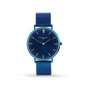 Personalised Elie Beaumont Electric Blue Minimalist Watch
