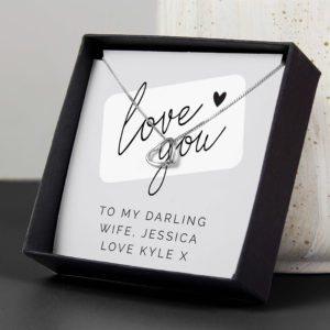Personalised Sentiment Love You Silver Tone Necklace and Gift Box