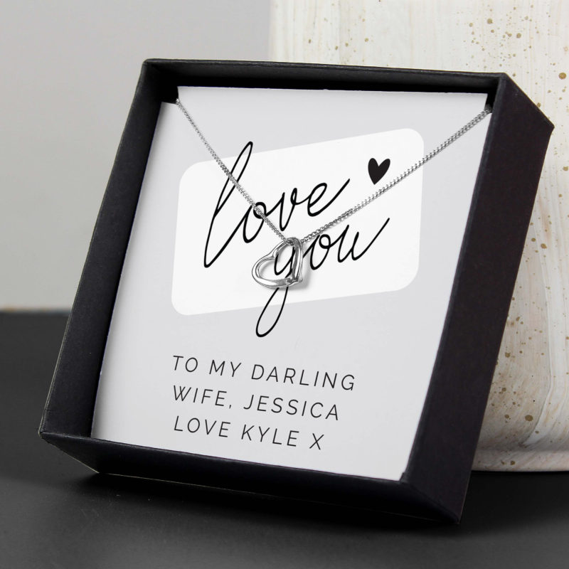Personalised Love You Silver Tone Necklace and Sentiment Box