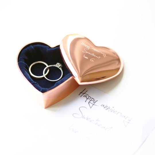 Personalised Own Handwriting Rose Gold Heart Keepsake Box