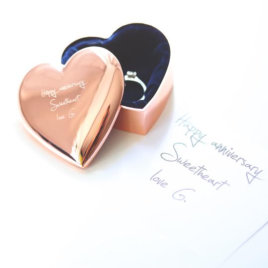 Personalised Own Handwriting Rose Gold Heart Keepsake Box