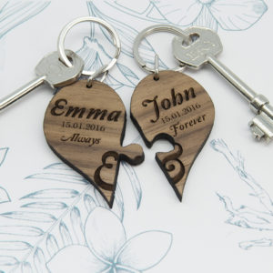 Personalised Always & Forever Couples Jigsaw Keyring