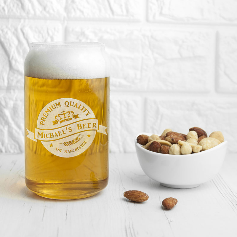 Personalised 'Premium Quality Beer' Can Glass