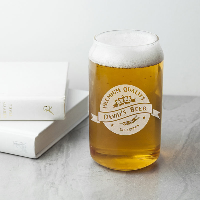 Personalised 'Premium Quality Beer' Can Glass