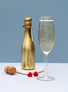 Gold Bottega Prosecco & Personalised Flute Glass Gift Se