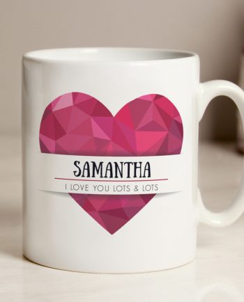 Personalised Geometric Pink Heart Mug
