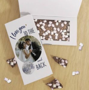 Personalised Moon & Back Photo Milk Chocolate Card