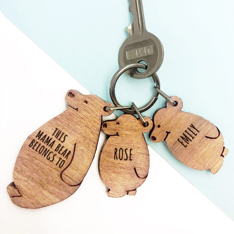 Personalised This Mama Bear Belongs To Keyring Set