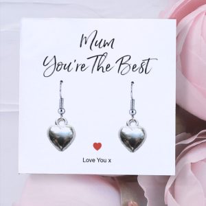 Mum You're The Best Heart Drop Earrings & Sentiments Card