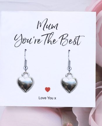 Mum You're The Best Heart Drop Earrings & Sentiments Card