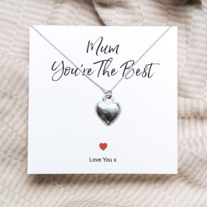 Mum You're The Best Heart Necklace & Sentiments Card