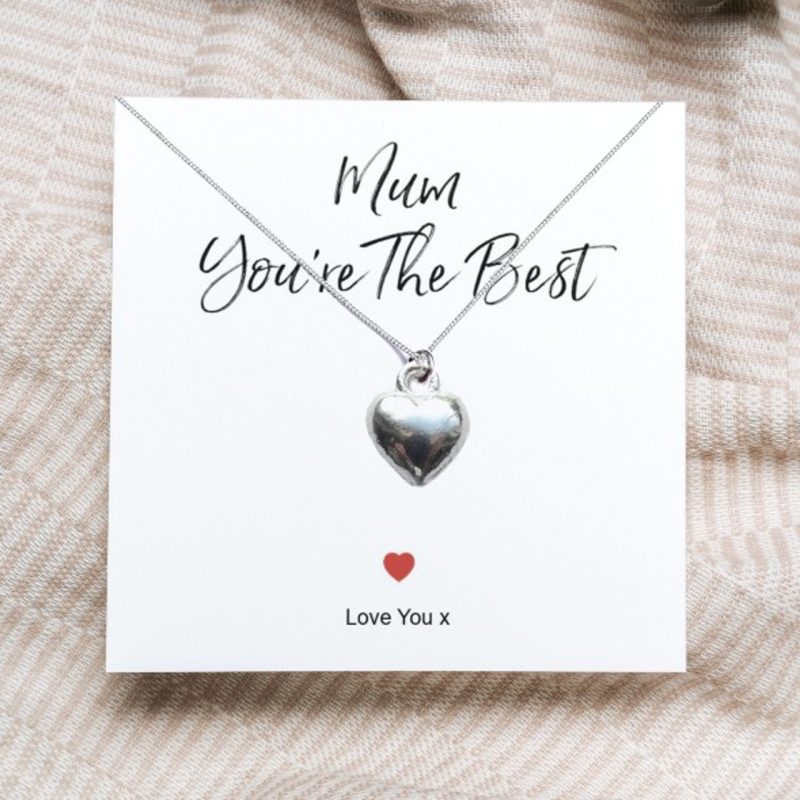 'Mum You're The Best' Heart Necklace & Sentiments Card