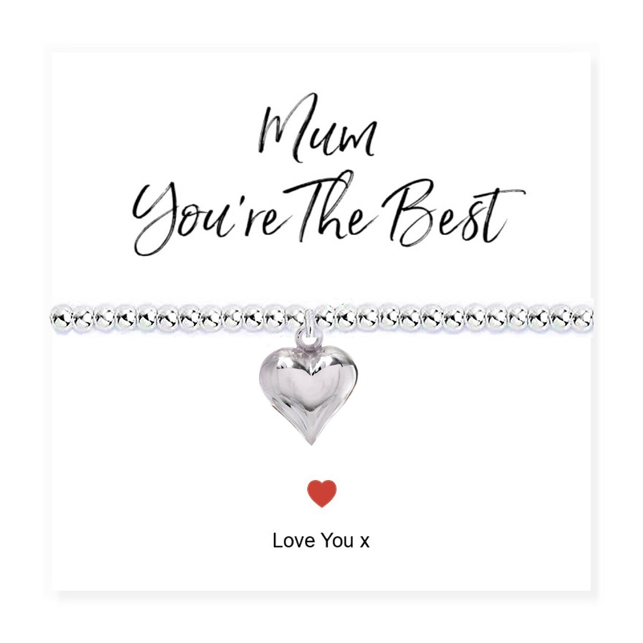 'Mum You're The Best' Stretch Beaded Heart Bracelet & Sentiments Card