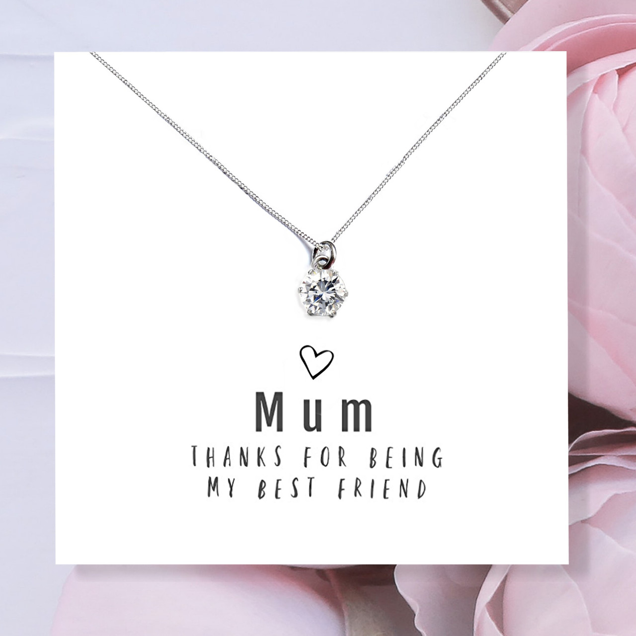 'Mum Best Friend' Necklace and Sentiments Card