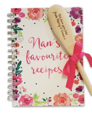 Personalised Nan's Favourite Recipe Book & Wooden Spoon