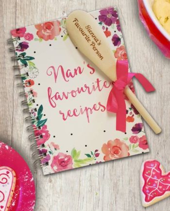 Personalised Nan's Favourite Recipe Book & Wooden Spoon